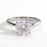 Round lab-grown diamond halo engagement ring in 950 platinum, front view 