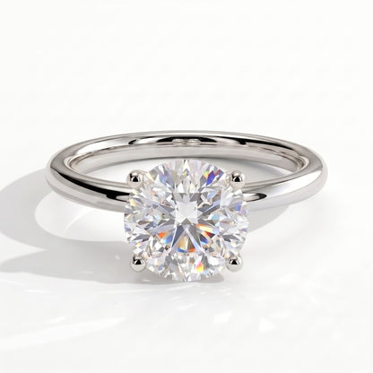 Round lab-grown diamond halo engagement ring in 950 platinum, front view 