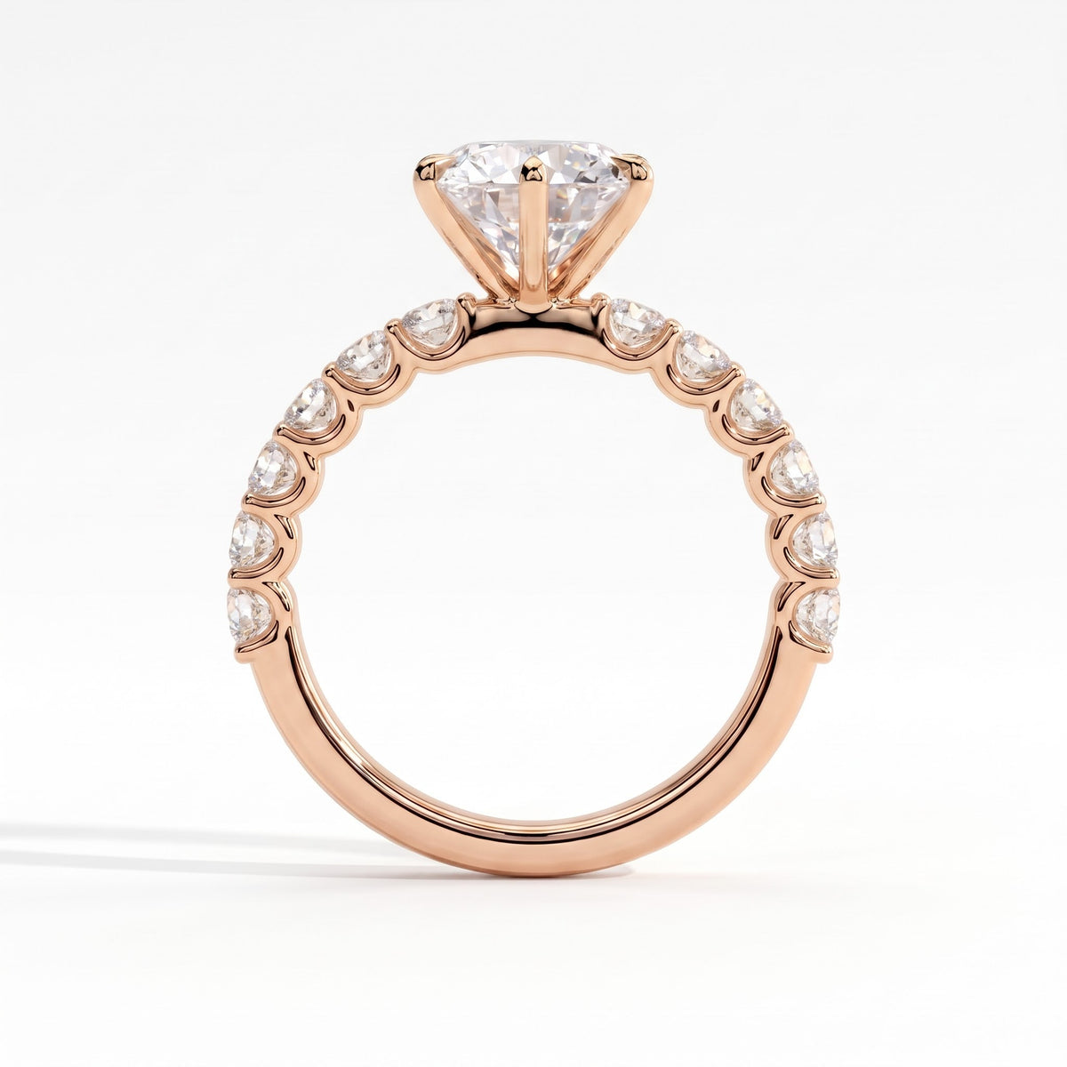 Frieda Radiant Solitaire Ring 750 Rose Gold upright 