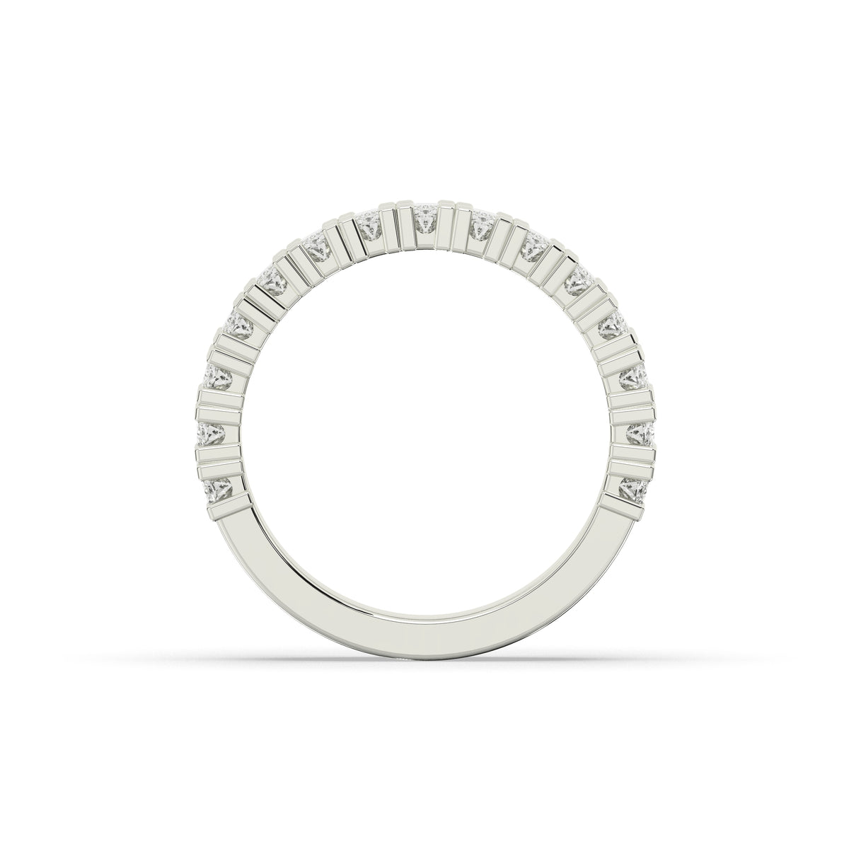 Amélie oval lab-grown diamond memoire wedding band in 585 white gold, top view 