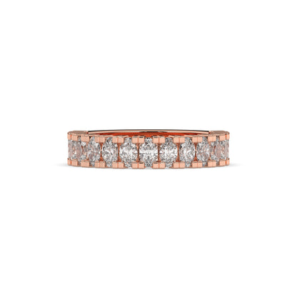 Amélie oval lab-grown diamond memoire wedding band in 585 rose gold, front view 