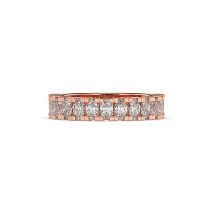 Amélie oval lab-grown diamond memoire wedding band in 750 rose gold, front view 