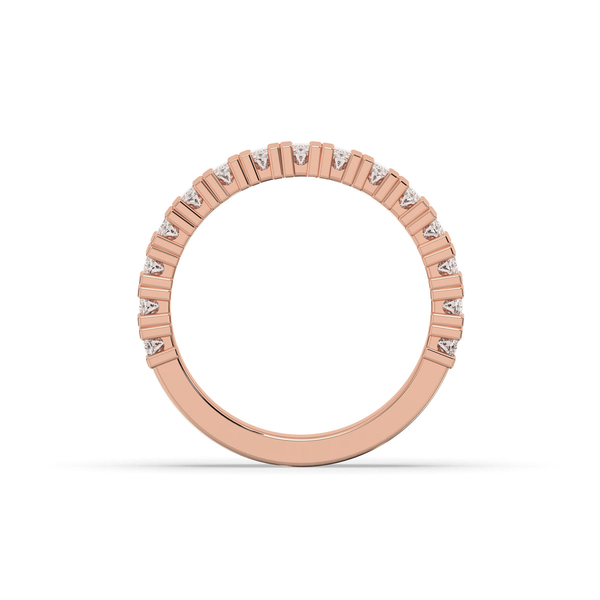 Amélie oval lab-grown diamond memoire wedding band in 585 rose gold, top view 