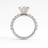 Round lab-grown diamond halo engagement ring in 950 platinum, side profile 