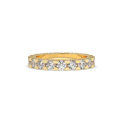 Melina round lab-grown diamond eternity wedding band in 585 yellow gold, front view 