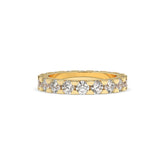 Melina round lab-grown diamond eternity wedding band in 750 yellow gold, front view 