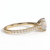 Round lab-grown diamond halo engagement ring in 14K (585) yellow gold, detail view 