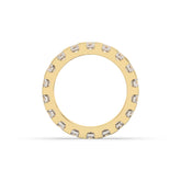 Melina round lab-grown diamond eternity wedding band in 585 yellow gold, top view 