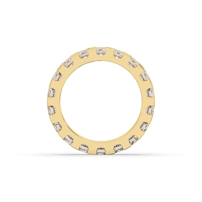Melina round lab-grown diamond eternity wedding band in 585 yellow gold, top view 