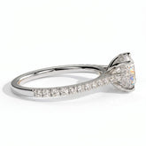 Round lab-grown diamond halo engagement ring in 18K (750) white gold, detail view 