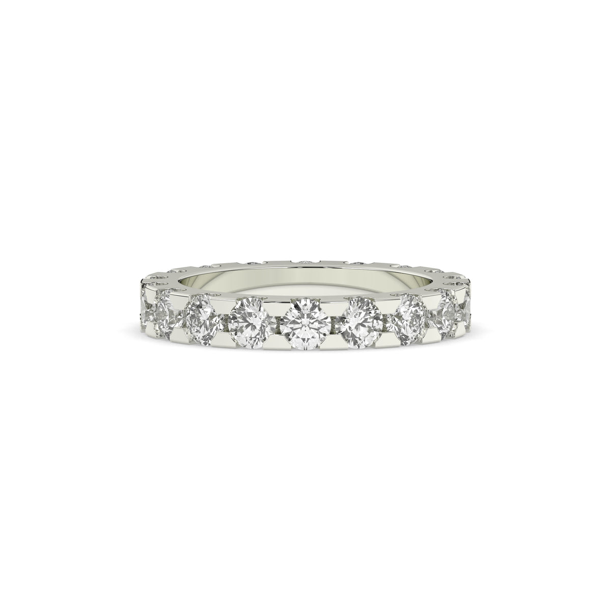 Melina round lab-grown diamond eternity wedding band in 585 white gold, front view 