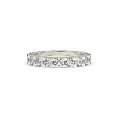 Melina round lab-grown diamond eternity wedding band in 585 white gold, front view 