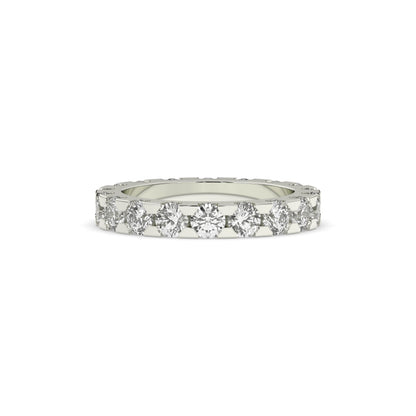 Melina round lab-grown diamond eternity wedding band in 750 white gold, front view 