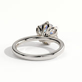 Round lab-grown diamond solitaire engagement ring in 14K (585) white gold, on white background 