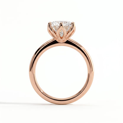 Round lab-grown diamond solitaire engagement ring in 14K (585) rose gold, side profile 