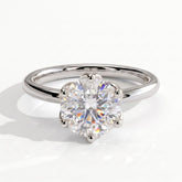 Round lab-grown diamond solitaire engagement ring in 14K (585) white gold, front view 