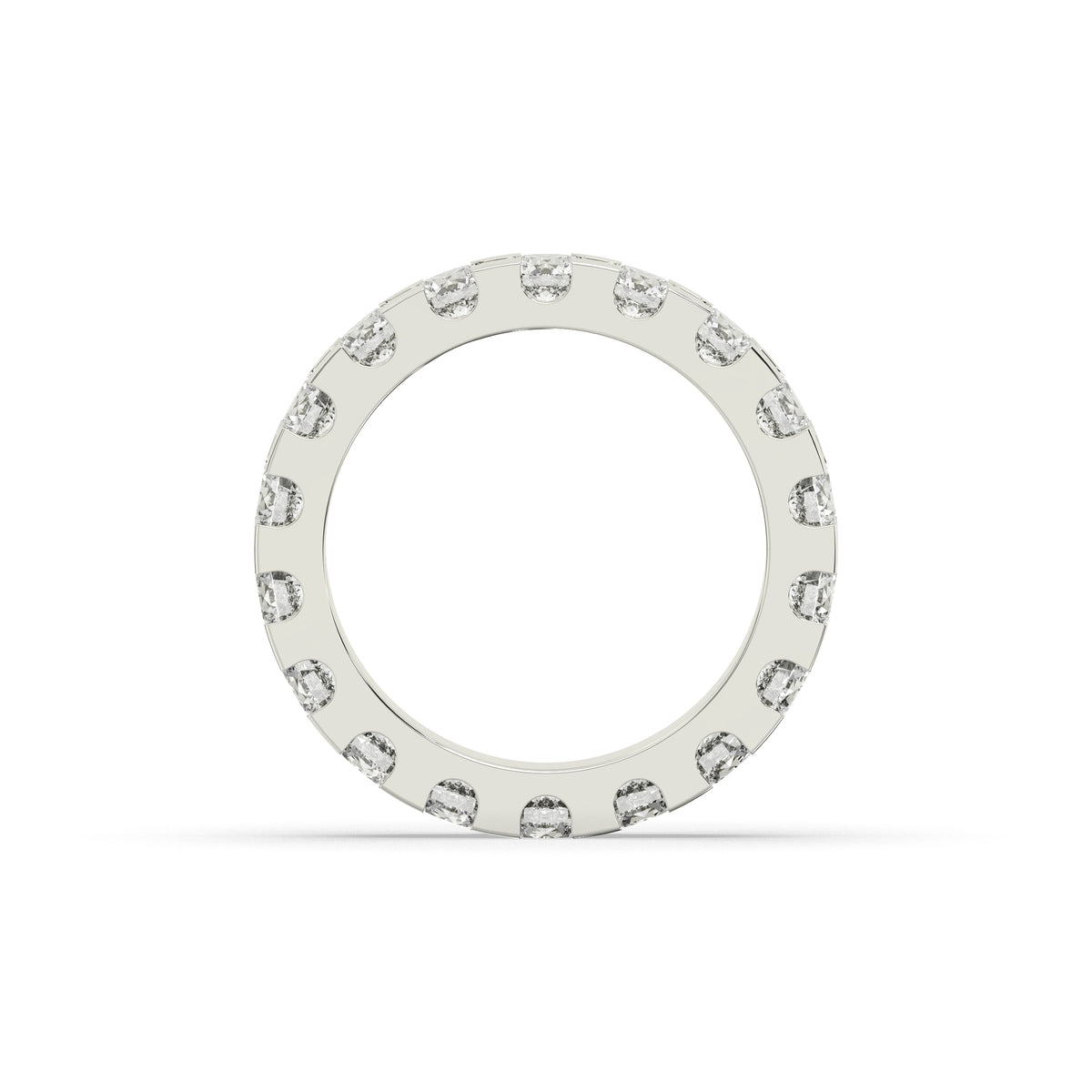 Melina round lab-grown diamond eternity wedding band in 585 white gold, top view 