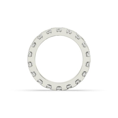 Melina round lab-grown diamond eternity wedding band in 750 white gold, top view 