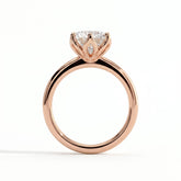 Round lab-grown diamond solitaire engagement ring in 18K (750) rose gold, side profile 