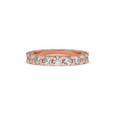 Melina round lab-grown diamond eternity wedding band in 585 rose gold, front view 