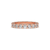 Melina round lab-grown diamond eternity wedding band in 750 rose gold, front view 