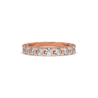 Melina round lab-grown diamond eternity wedding band in 750 rose gold, front view 