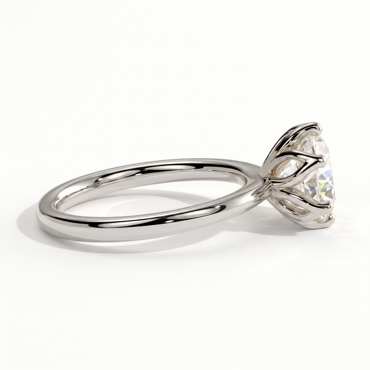 Round lab-grown diamond solitaire engagement ring in 950 platinum, detail view 
