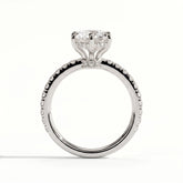 Round lab-grown diamond halo engagement ring in 14K (585) white gold, side profile 