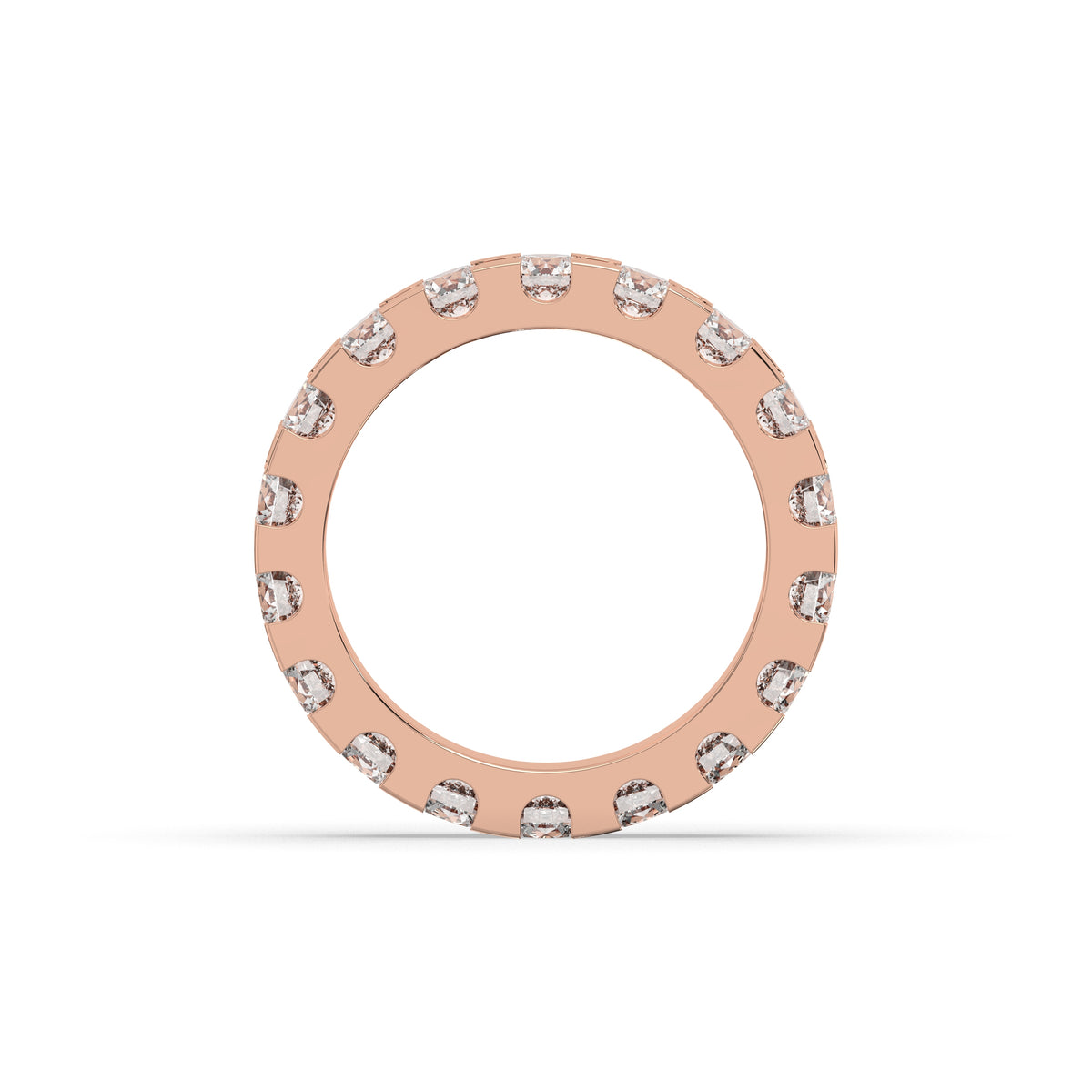 Melina round lab-grown diamond eternity wedding band in 585 rose gold, top view 