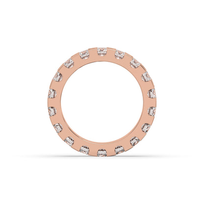 Melina round lab-grown diamond eternity wedding band in 585 rose gold, top view 