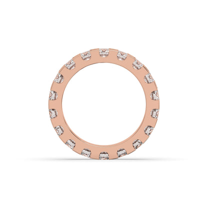 Melina round lab-grown diamond eternity wedding band in 750 rose gold, top view 