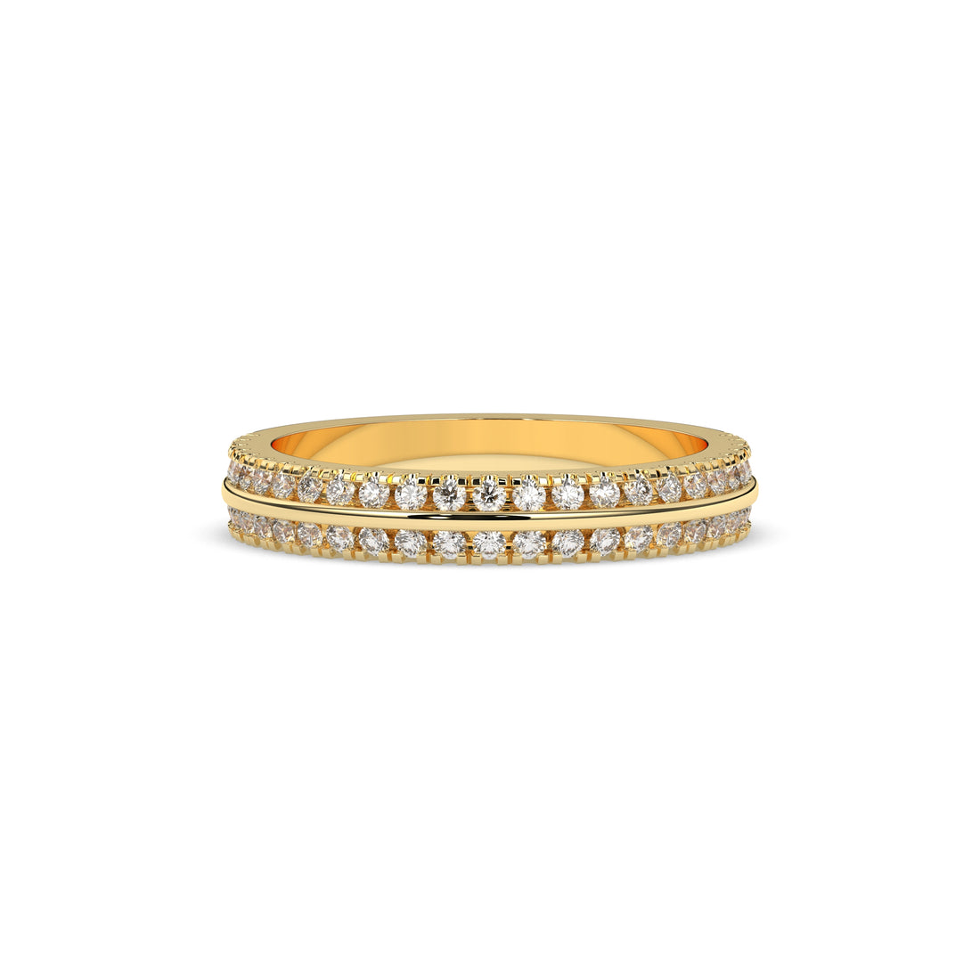 Liora double-row lab-grown diamond memoire wedding band in 585 yellow gold, front view 