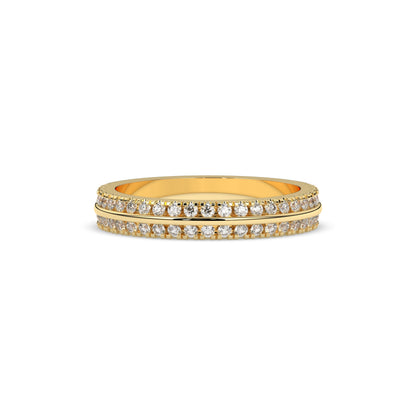 Liora double-row lab-grown diamond memoire wedding band in 585 yellow gold, front view 