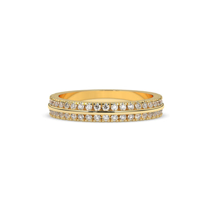 Liora double-row lab-grown diamond memoire wedding band in 750 yellow gold, front view 