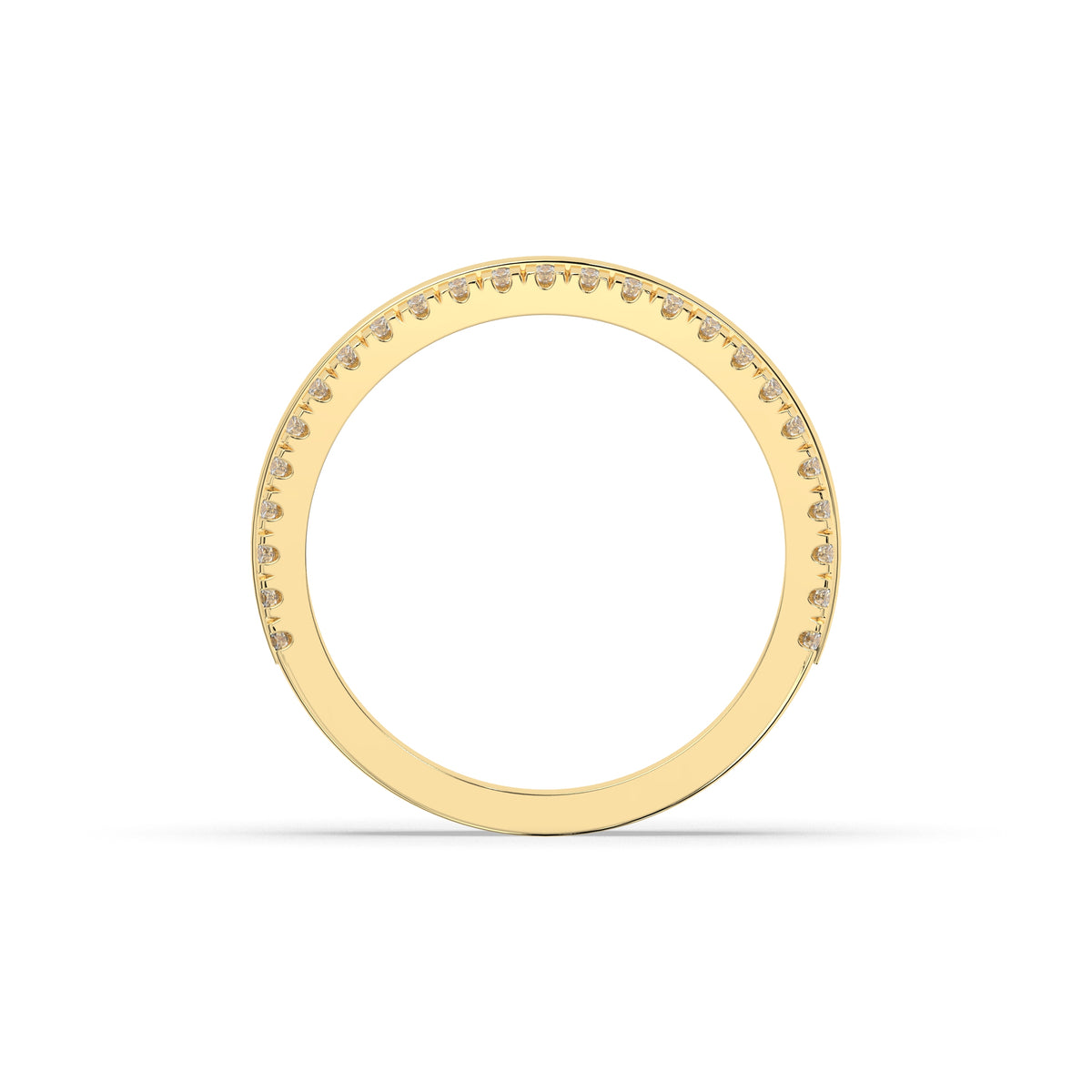 Liora double-row lab-grown diamond memoire wedding band in 585 yellow gold, top view 