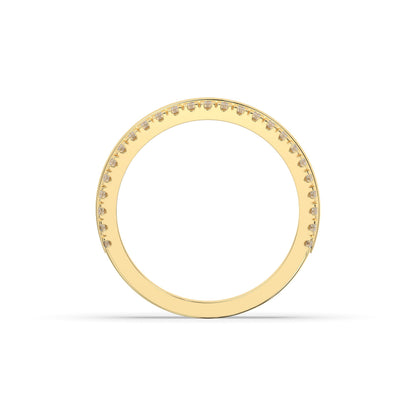 Liora double-row lab-grown diamond memoire wedding band in 750 yellow gold, top view 