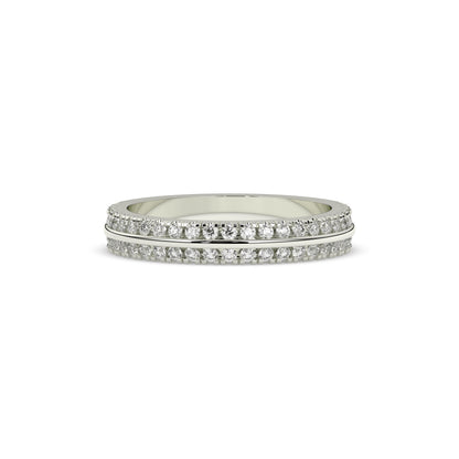 Liora double-row lab-grown diamond memoire wedding band in 585 white gold, front view 