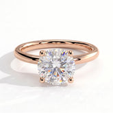 Round lab-grown diamond solitaire engagement ring in 14K (585) rose gold, front view 