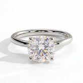 Round lab-grown diamond solitaire engagement ring in 14K (585) white gold, front view 