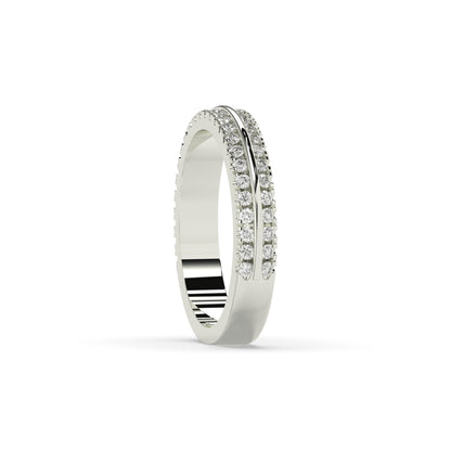 Liora double-row lab-grown diamond memoire wedding band in 585 white gold, side view 
