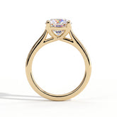 Round lab-grown diamond solitaire engagement ring in 18K (750) yellow gold, side profile 