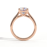 Round lab-grown diamond solitaire engagement ring in 18K (750) rose gold, side profile 