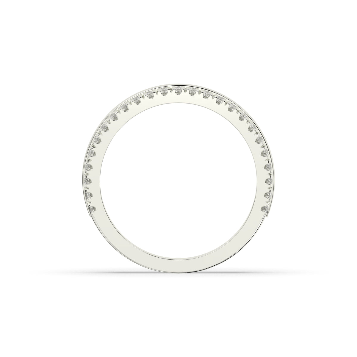 Liora double-row lab-grown diamond memoire wedding band in 585 white gold, top view 