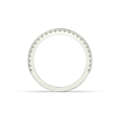 Liora double-row lab-grown diamond memoire wedding band in 750 white gold, top view 