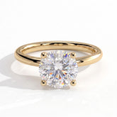 Round lab-grown diamond solitaire engagement ring in 18K (750) yellow gold, front view 