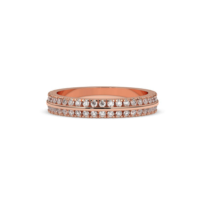 Liora double-row lab-grown diamond memoire wedding band in 585 rose gold, front view 