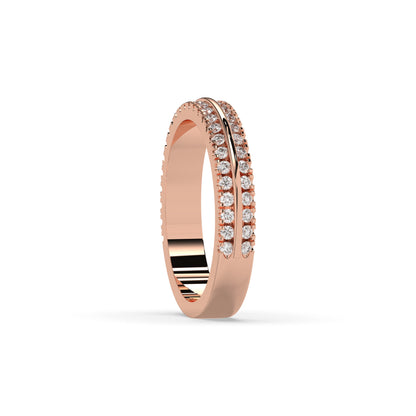 Liora double-row lab-grown diamond memoire wedding band in 585 rose gold, side view 