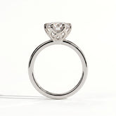 Round lab-grown diamond halo engagement ring in 14K (585) white gold, side profile 