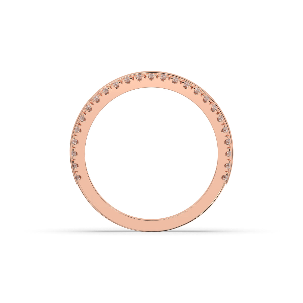 Liora double-row lab-grown diamond memoire wedding band in 585 rose gold, top view 
