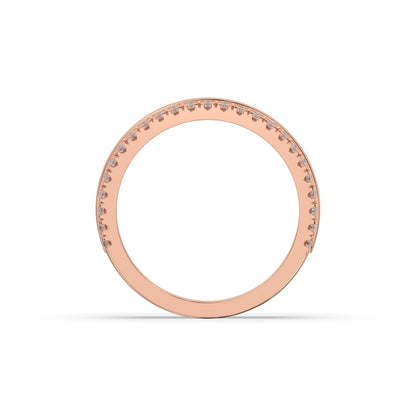 Liora double-row lab-grown diamond memoire wedding band in 585 rose gold, top view 